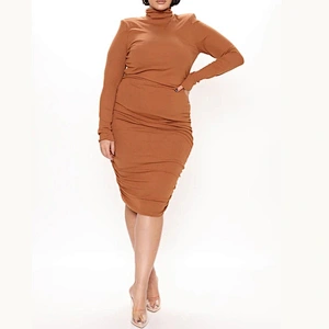New Arrivel Wholesale Fashion Sexy Lady Dress Won't Stop Ruched Midi Dress Plus Size