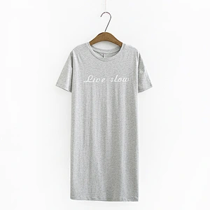 2021cotton women's thin pyjamas night skirt Lingerie Nightdress long dress Casual Comfortable blouse with short sleeves