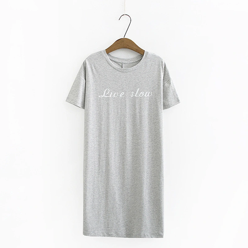 2021cotton women's thin pyjamas night skirt Lingerie Nightdress long dress Casual Comfortable blouse with short sleeves