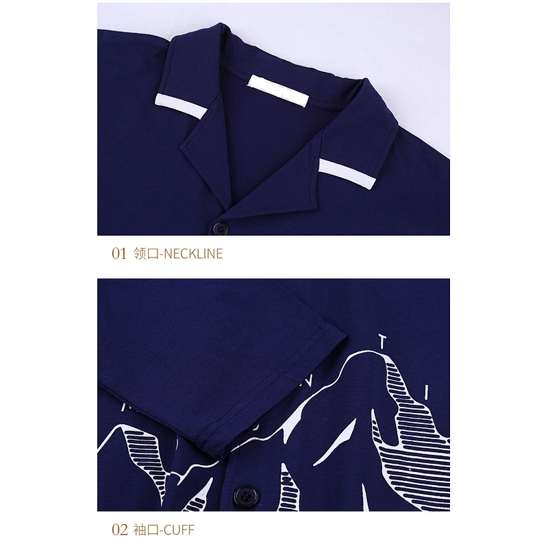 2021Spring men's pyjamas bamboo cotton comfortable casual wear