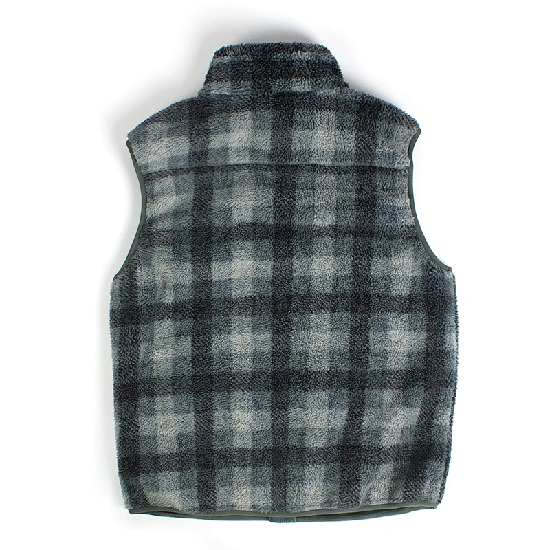 Mens Winter Warm Front Pocket Teddy Waistcoat Welding Line Full Zip Sleeveless Sherpa Fleece Vest