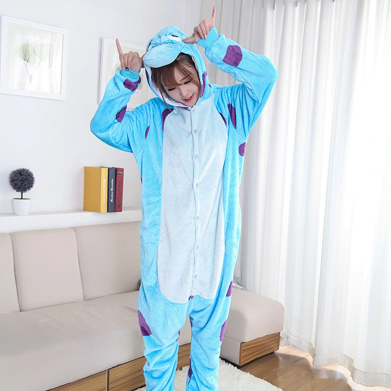 2021Amazon pajamas blue cattle  lovers animal pajamas coral velvet  eazy toilet winter pajamas