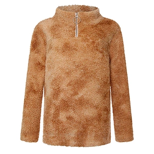 2020 Women's Tie Dye Zipper Sweatshirt Fluffy  Fleece Sherpa pullover Tops Outwear