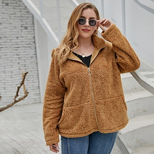 Amazon Hot Womens Fuzzy Plus Size Full Zipper Sherpa Polar Fleece Hoodies Pullover with Kangaroo Pocket