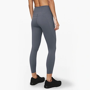 Fashionable Tight Elastic Fitness Yoga Pants Training Height Waist Hip Side Pockets Leggings Splicing Design Yoga Sweatpants