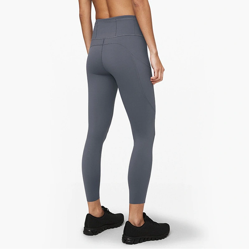 Fashionable Tight Elastic Fitness Yoga Pants Training Height Waist Hip Side Pockets Leggings Splicing Design Yoga Sweatpants