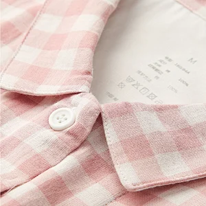2021 new cotton women's thin pajamas long dress Casual Comfortable blouse with short sleeves sleepwear