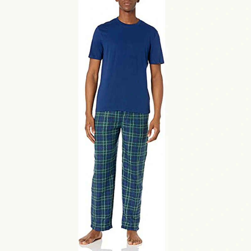 2021Amazon Men Pajamas Knit Fleece Pant and Jersey Top Pajama Set
