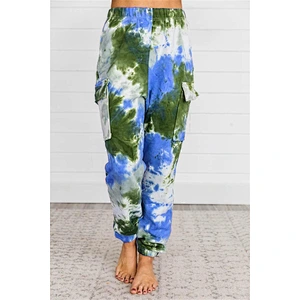 Fashion Women Apparel Cotton Side bigger pockets Waist Full Length Tie Dye Harem Jogger Pants