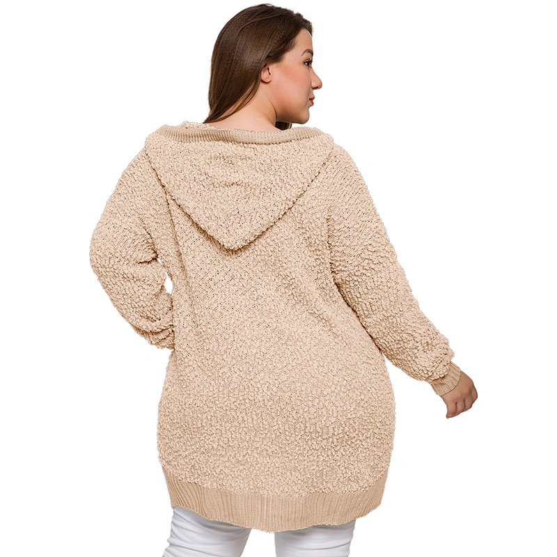 2019 Euro Autumn Winter Women Sweater Solid Color Plus Size Popcorn Pullover Sweater