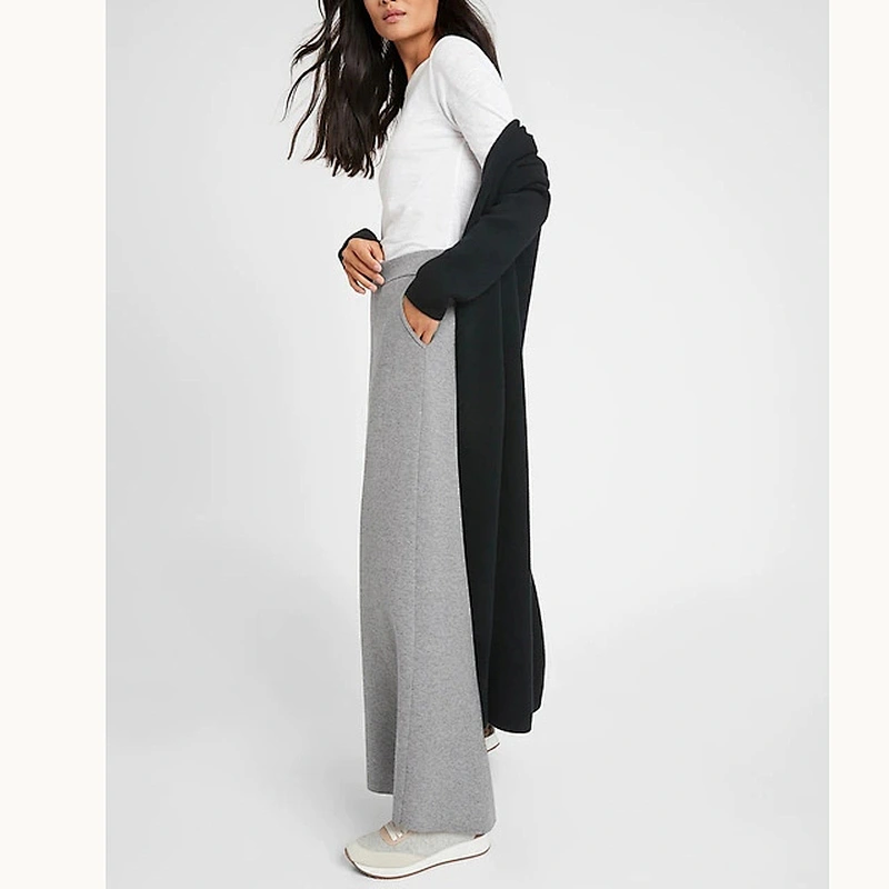 Custom High-rise Straight through the hip and thigh with a wide leg Full length Sweater Pant