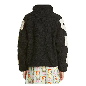 Women's Teddy Coat Casual Lapel Fuzzy Faux Full Zipper Outwear Winter Grass Floral Sherpa Fleece Jacket