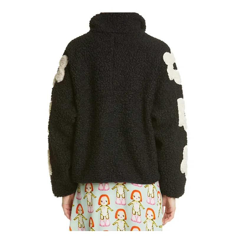 Women's Teddy Coat Casual Lapel Fuzzy Faux Full Zipper Outwear Winter Grass Floral Sherpa Fleece Jacket