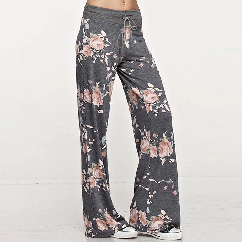 Factory Wholesale Women's Pajama Lounge Pants Floral Striped Polka Dot Print Comfy Casual Stretch Palazzo Bottoms Pants Wide Leg
