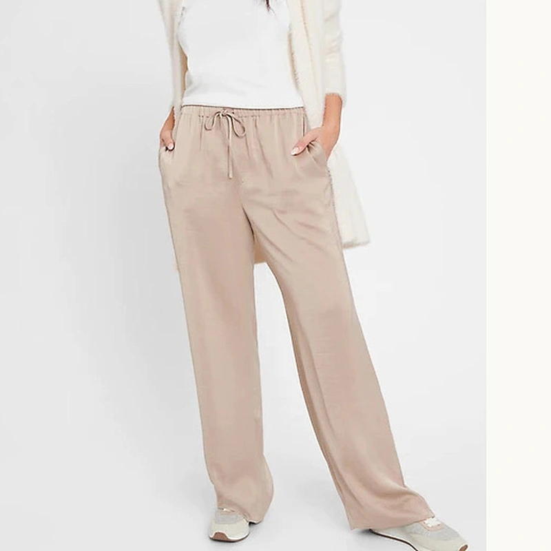 2021 Amazon Hot Selling Wide-Leg Satin Pull-On Pant
