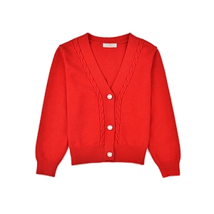 Amazon Hot Selling Women's Long Sleeve Button-up V-Neck Knitting Crop Sweater Cardigan