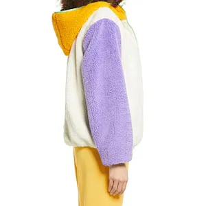Custom Logo Winter Warm Fax Fur Outwear Full Zipper Solid Color Sherpa Fleece Jacket with Pocket