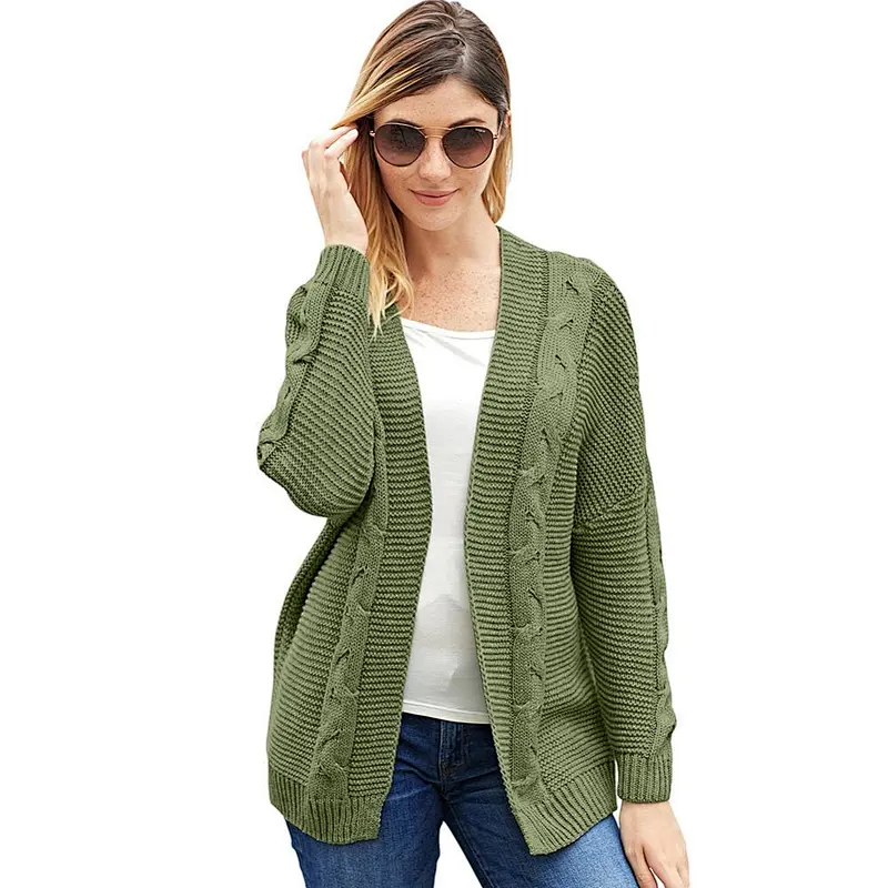 Winter Stylish Knit Sweater Long Sleeve Women Thick cashmere Cardigan Without Buttons