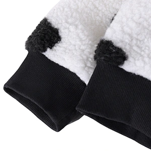 Factory Direct Kangaroo Pocket Wool Lamb Hooded Sweatshirt Cow Printing Sherpa Hoodie Fleece pullover