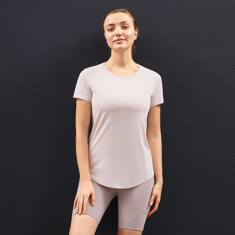 Lily Fashion 2021 Women Workout Custom Logo Plain Jogger T Shirt Sport T Shirt Hight Quality Lady Yoga T Shirt Tops