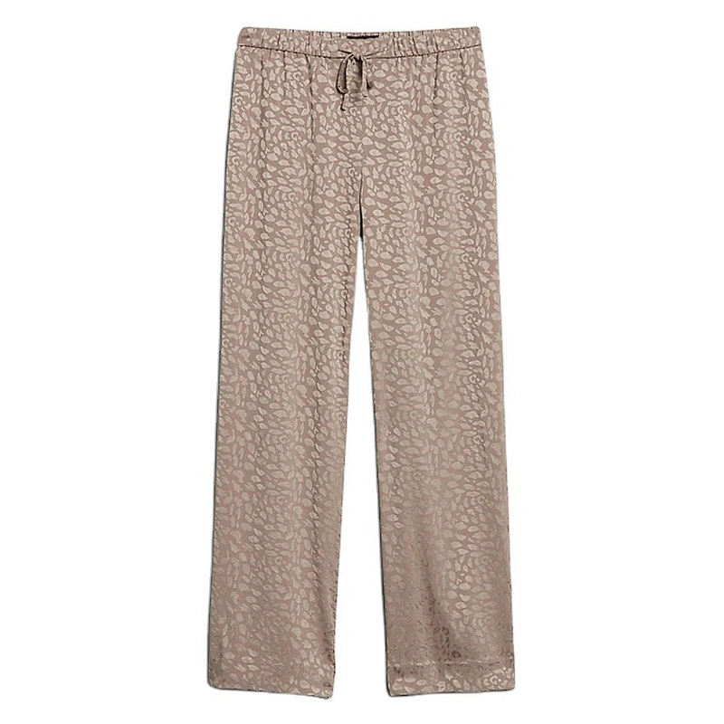 Latest Factory High Waisted Crepe Fabric High Rise Wide Leg Satin Pull On Pant
