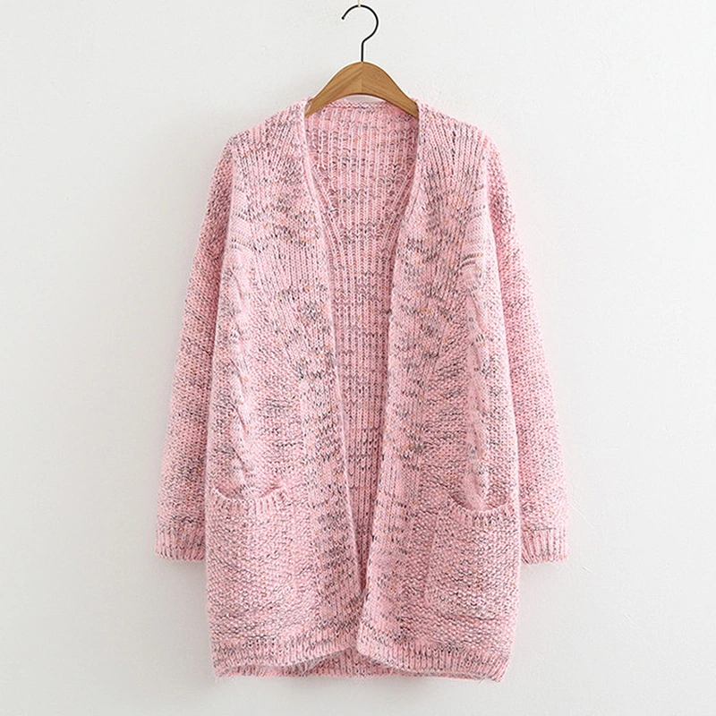 2019 Autumn Wholesale Knitted Coat Casual Women's Pink Sweater Cardigan Long
