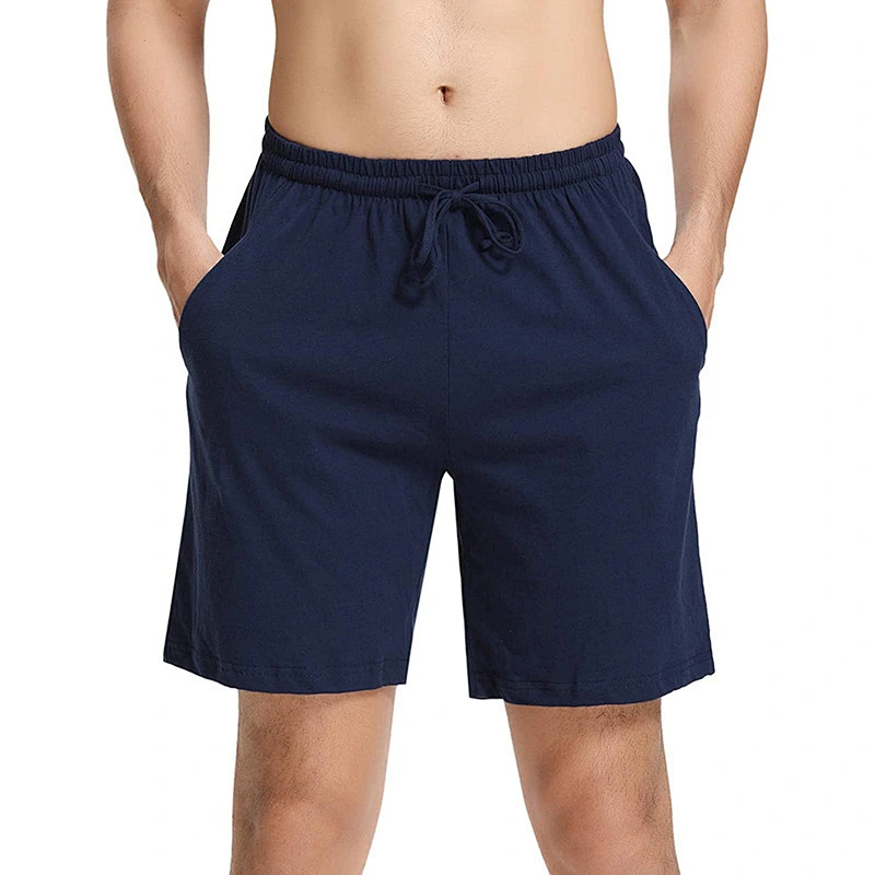 Custom Wholesale  high quality Solid pockets mens sleep shorts pyjamas shorts 100% cotton casual pants