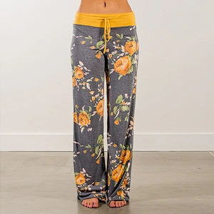 Factory Wholesale Women's Pajama Lounge Pants Floral Striped Polka Dot Print Comfy Casual Stretch Palazzo Bottoms Pants Wide Leg