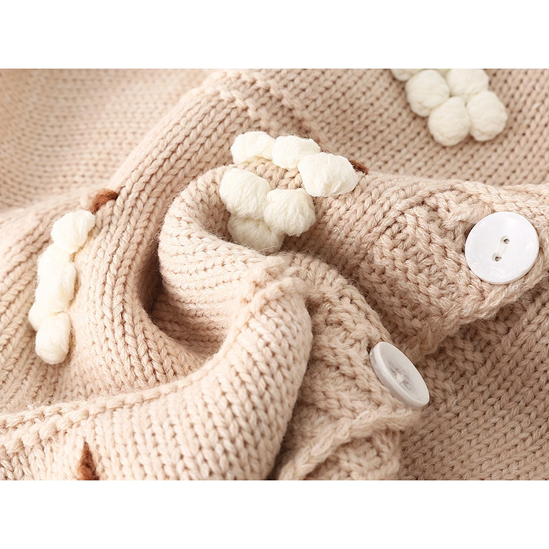 Amazon Hot OEM/ODM Crew Neck Long Sleeve knitted Three-dimensional grapes Button Up sweaters coat for women