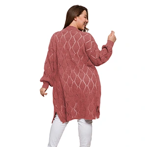 New Autumn Ladies long sweater white Hollow Knitting Women Plus size Cardigan Sweaters