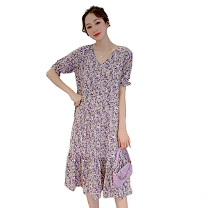 2021 New Arrival Ditsy Floral  V Neck Dress  Ladies Dresses Elegant