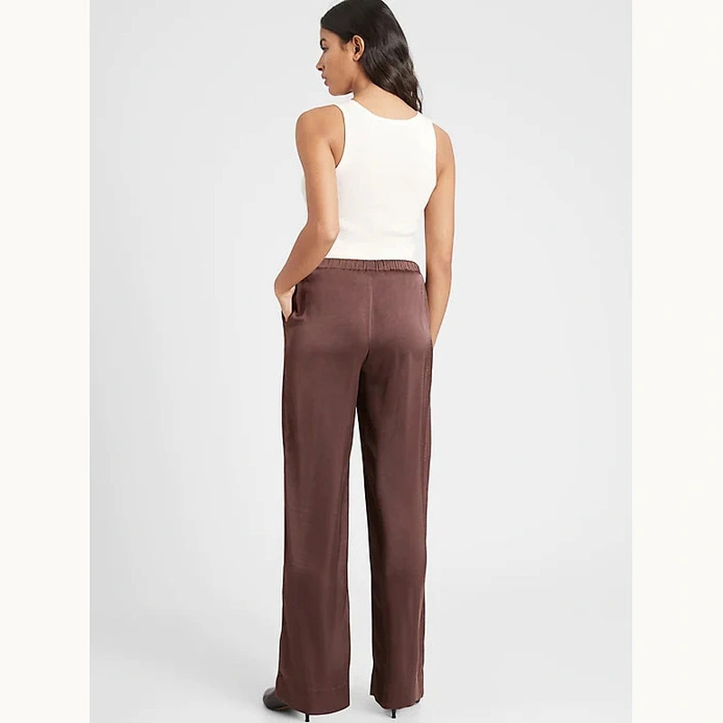 2021 Amazon Hot Selling Wide-Leg Satin Pull-On Pant