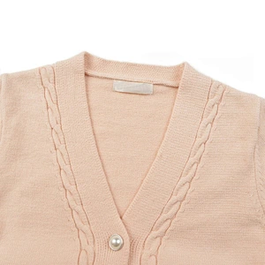 Amazon Hot Selling Women's Long Sleeve Button-up V-Neck Knitting Crop Sweater Cardigan