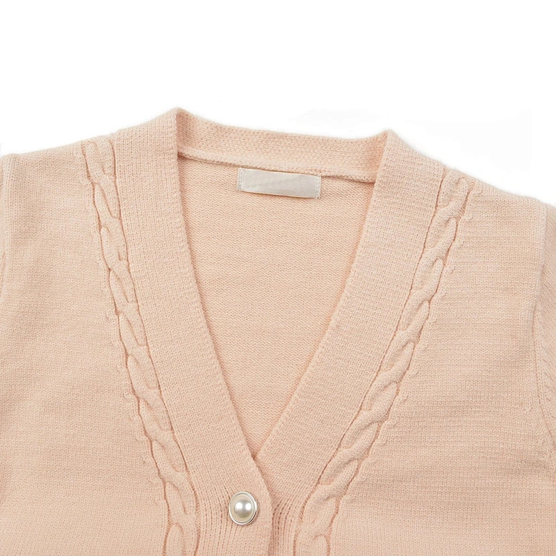 Amazon Hot Selling Women's Long Sleeve Button-up V-Neck Knitting Crop Sweater Cardigan