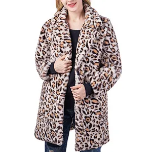 Custom Logo Womens Luxury Winter Jacket Outwear Faux Fur Leopard Printing Sherpa Fleece Jacket