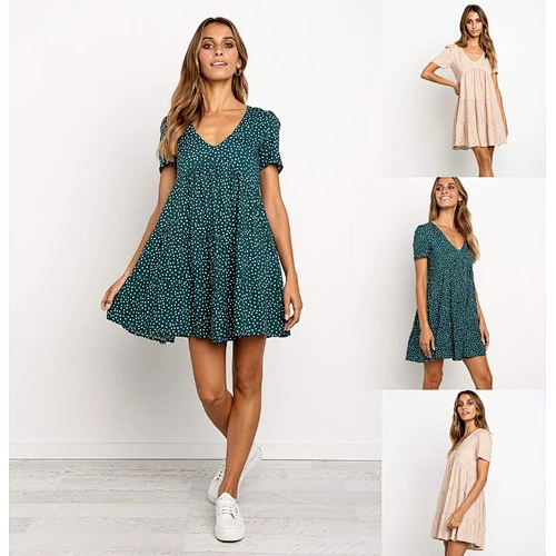 2021 New Arrival Ditsy Floral Surplice Front Babydoll Dress  Ladies Dresses Elegant
