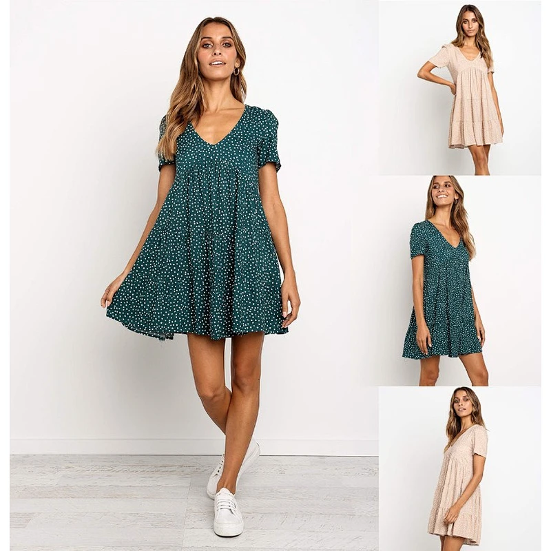 2021 New Arrival Ditsy Floral Surplice Front Babydoll Dress  Ladies Dresses Elegant