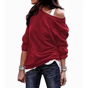 Wholesale Ladies Round Neck Loose off Shoulder Blouse Tunic Tops