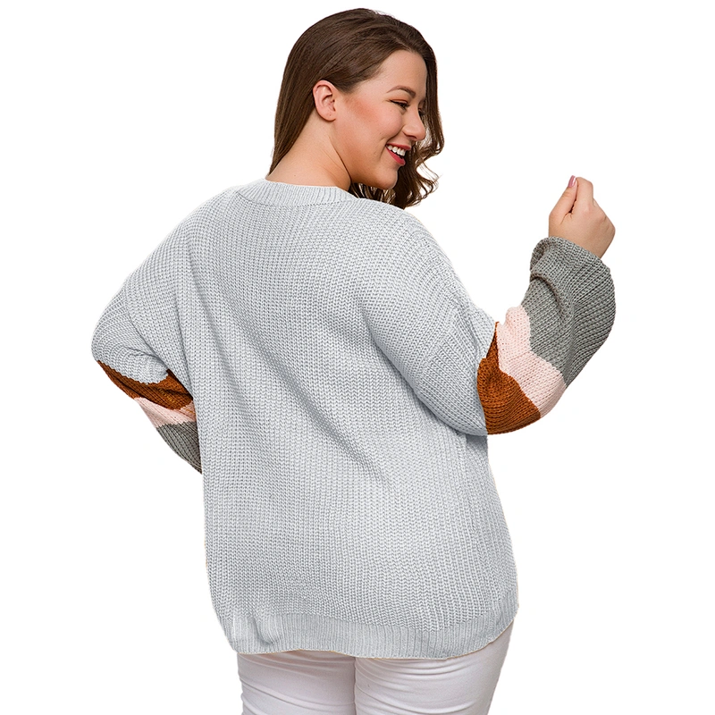 New Women's Knit Jumper V neck long loose 4 color sleeve Bright Color Plus size Sweater