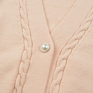 Amazon Hot Selling Women's Long Sleeve Button-up V-Neck Knitting Crop Sweater Cardigan