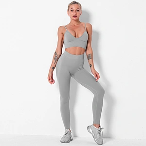LilyFashion Amazon hot sale sexy strapless gym bra Buttock lifting yoga pants sport yoga suit two pcs