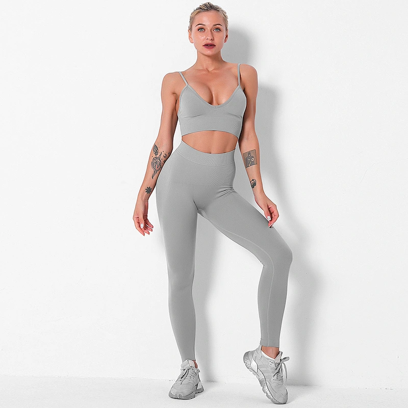 LilyFashion Amazon hot sale sexy strapless gym bra Buttock lifting yoga pants sport yoga suit two pcs