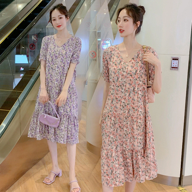 2021 New Arrival Ditsy Floral  V Neck Dress  Ladies Dresses Elegant