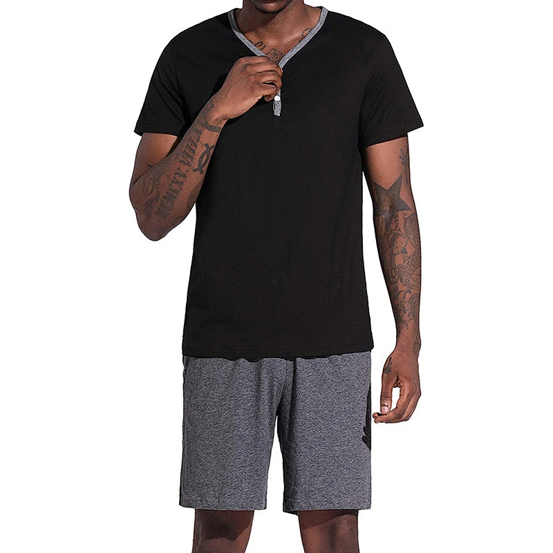 Customization men 100% cotton pyjamas set Short Sleeve Pajama Sets Super Soft Sleepwear Lounge Set casual pyjamas