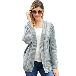 Winter Stylish Knit Sweater Long Sleeve Women Thick cashmere Cardigan Without Buttons