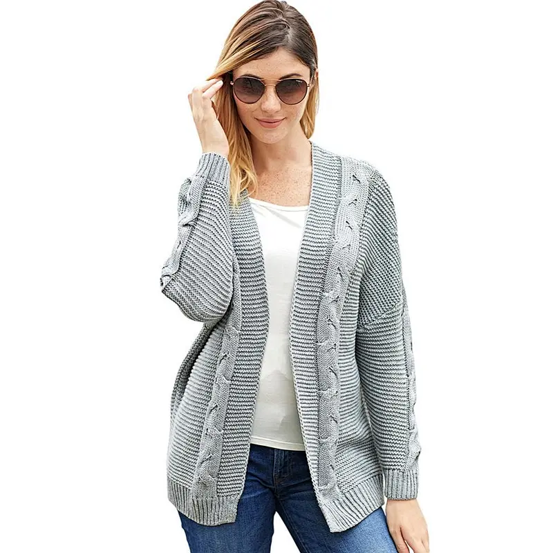 Winter Stylish Knit Sweater Long Sleeve Women Thick cashmere Cardigan Without Buttons