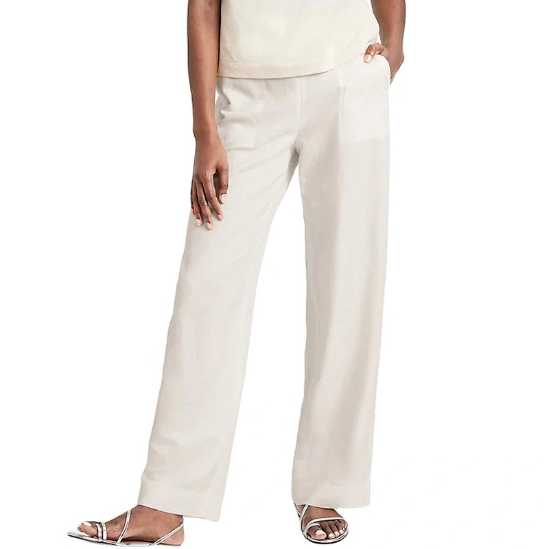 Best Price Straight Through Hip Full Length Leg Opening White Hight Rise Wide Leg Pull On Pant