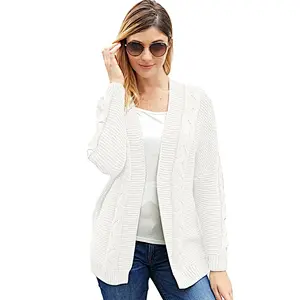 Winter Stylish Knit Sweater Long Sleeve Women Thick cashmere Cardigan Without Buttons