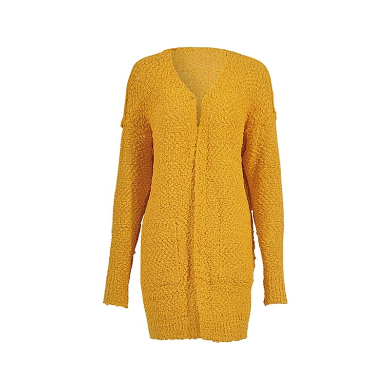 2019 Wholesale knitted Coat seven Color Women Long Sweater Cardigan with side pockets