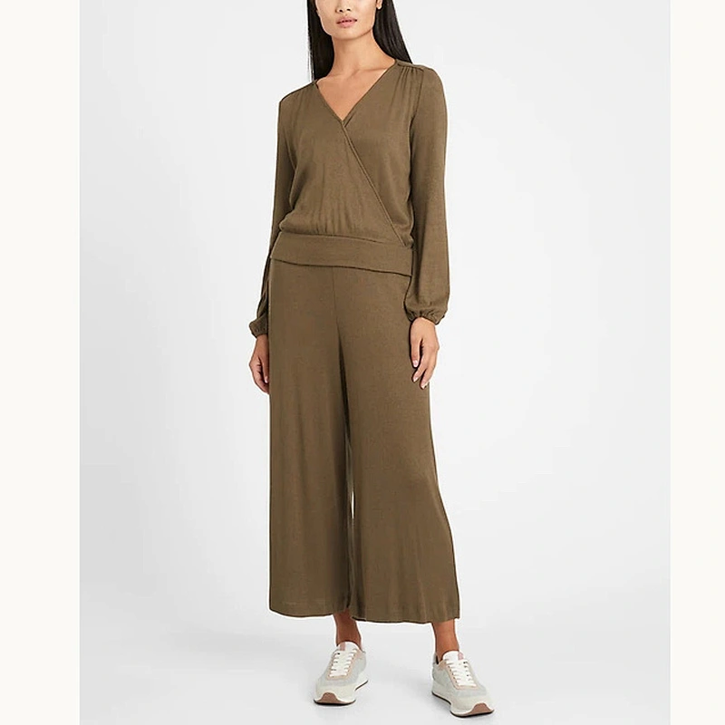Cloghing/Garment Factory New fashion women casual wide legging trousers high waist palazzo pants